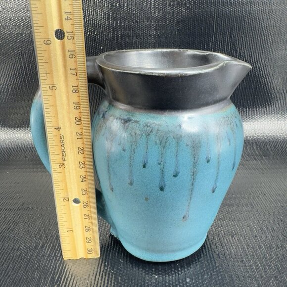 1999 Hand Made Studio Pottery Pitcher Jug Carafe Artist Signed Drip Glaze VTG - Picture 3 of 12